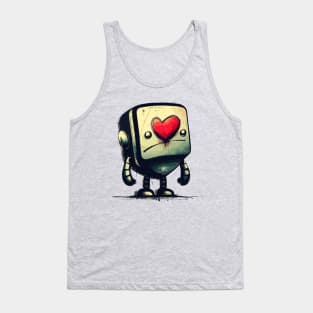 Cute clumsy sad valentine retro robot Tank Top